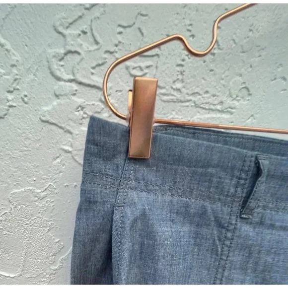 Banana Republic Womens Flat Front Trouser Wide Leg Pants Chambray Blue Sz 8 - Picture 7 of 13